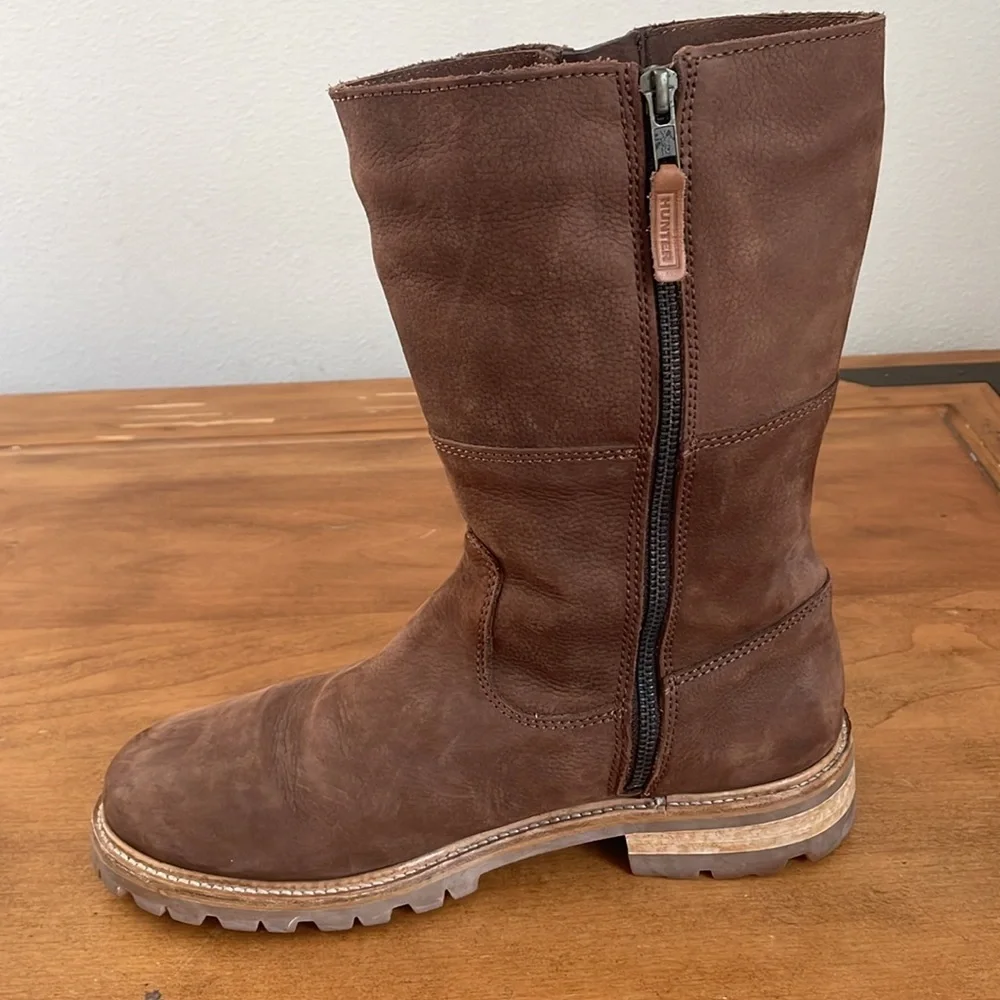 Hunter Men's Brown Leather Boots Size 9